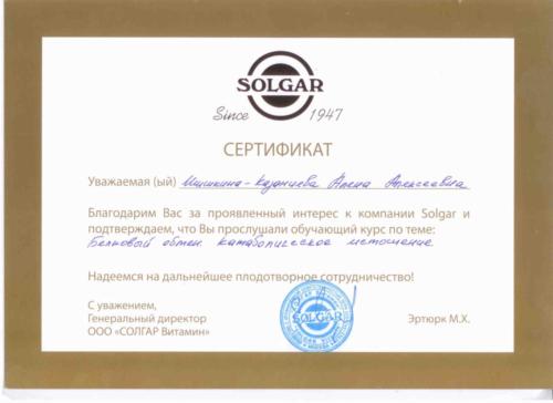 сертификат солгар
